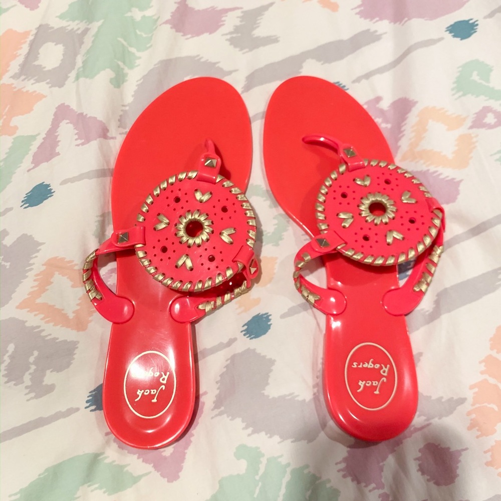 Jack Rogers Pink & Gold Georgica Jelly Sandals